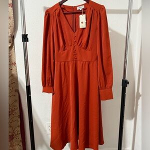 RIHOAS Terracotta Long Sleeve Dress